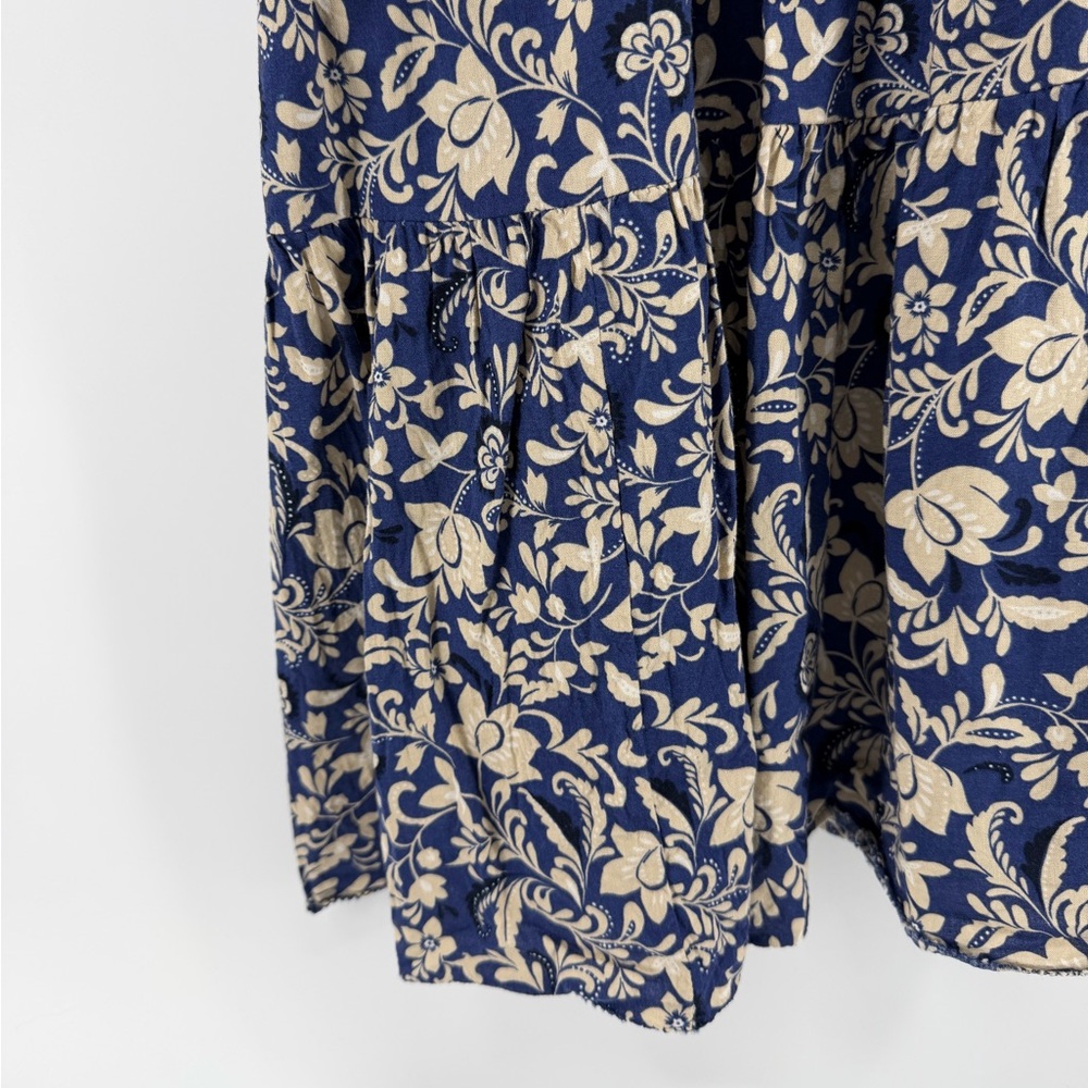Old Navy V-Neck Tiered Mini Swing Dress in Blue/Tan Floral, Women's 3X - Picture 5 of 12
